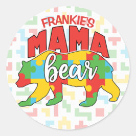 Anpassningsbar Barn Mamma Bear Autism Awareness Ma Runt Klistermärke