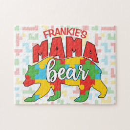 Anpassningsbar Barn NAMN Mamma Bear Autism Awarene Pussel