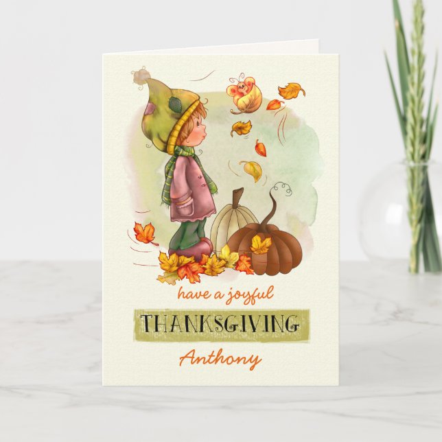 Anpassningsbar Barn Thanksgiving Greeting Card Helgkort (Framsida)