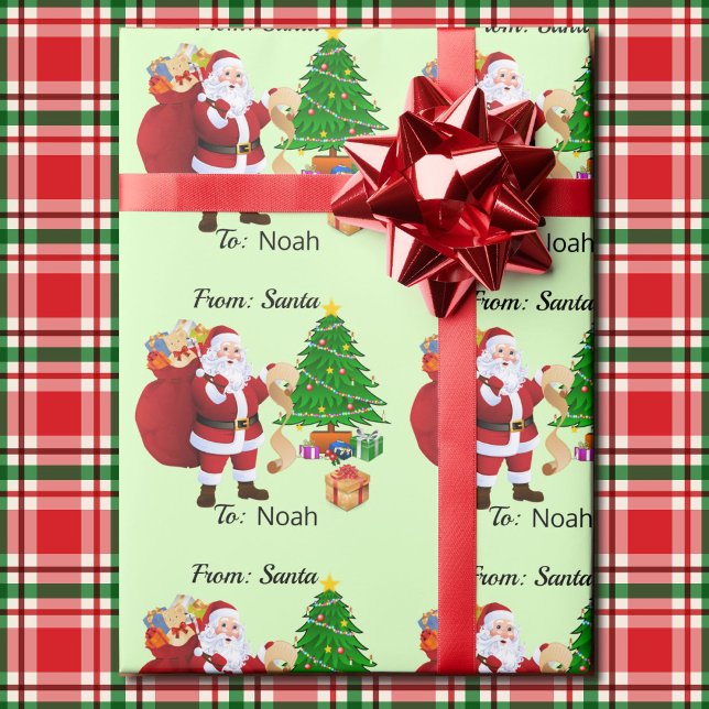Anpassningsbar Barns NAMN från Santa Cute Wrapping Presentpapper (Skapare uppladdad)