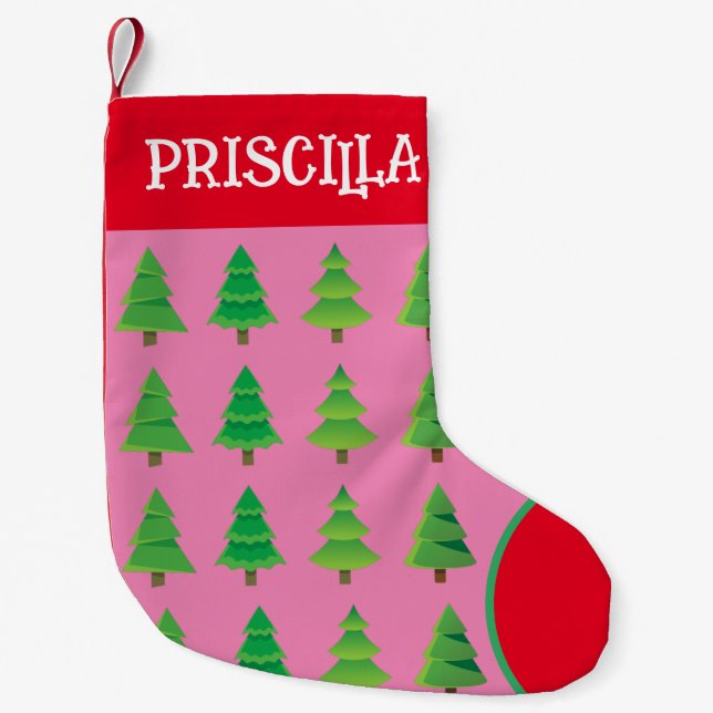 Anpassningsbar Barns Rosa julklapp Liten Julstrumpa (Framsidan)