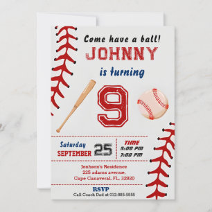 Anpassningsbar Baseball Birthday-inbjudan med foto Inbjudningar