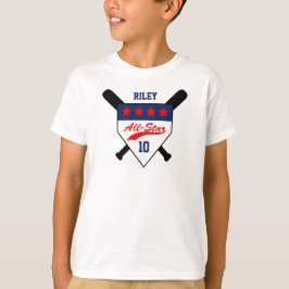 Anpassningsbar Baseball Birthday med alla stjärnor T Shirt