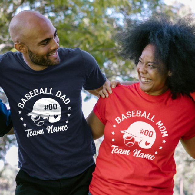 Anpassningsbar Baseball Mamma Pappa med Namn och n T Shirt (Custom Baseball Mom Dad with Name and Number T-Shirt)