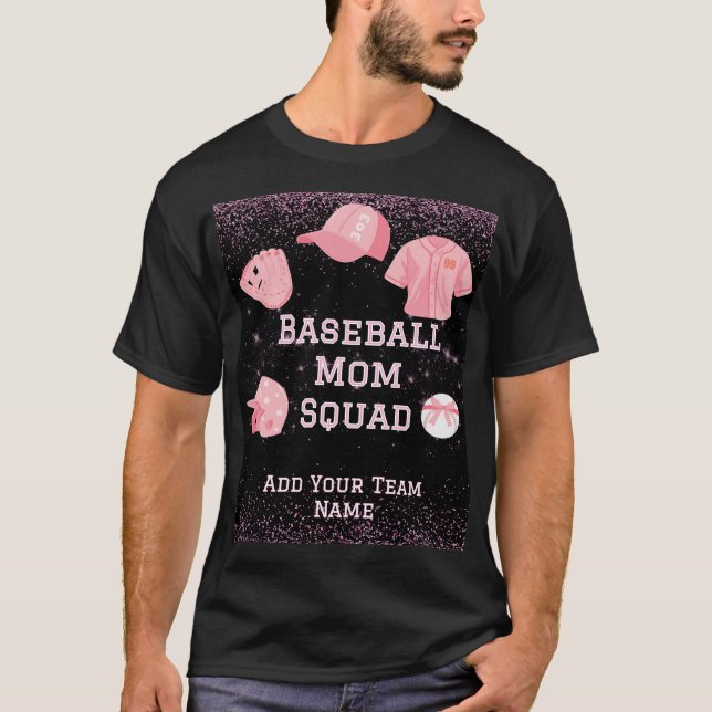 Anpassningsbar Baseball Mamma Squad, teamnummer oc T Shirt (Framsida)