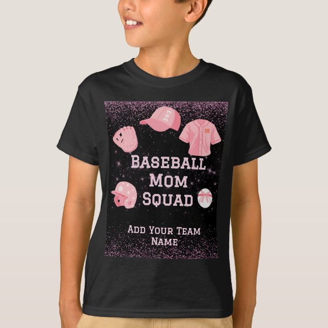 Anpassningsbar Baseball Mamma Squad, teamnummer oc T Shirt (Framsida)