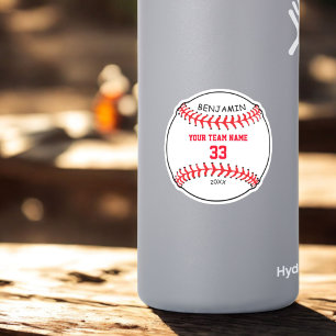Anpassningsbar Baseball med Namn Team Number Kids Klistermärken
