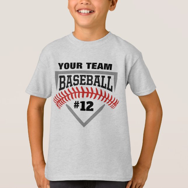 Anpassningsbar Baseball Team Kids Shirt Baseball B T Shirt (Framsida)