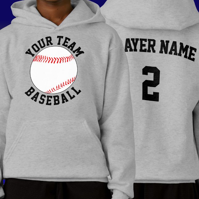 Anpassningsbar Baseball Team, Player Namn och Numb T Shirt (Personalized baseball team hoodie with custom baseball team name, player name and number.)