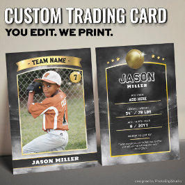 Anpassningsbar Baseball Train Card Black Guld Stad