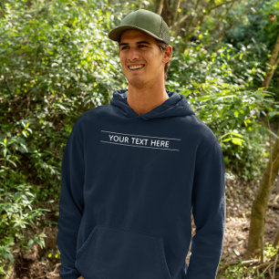 Anpassningsbar Basic Mörk Navy Blue Add your Text Hoodie