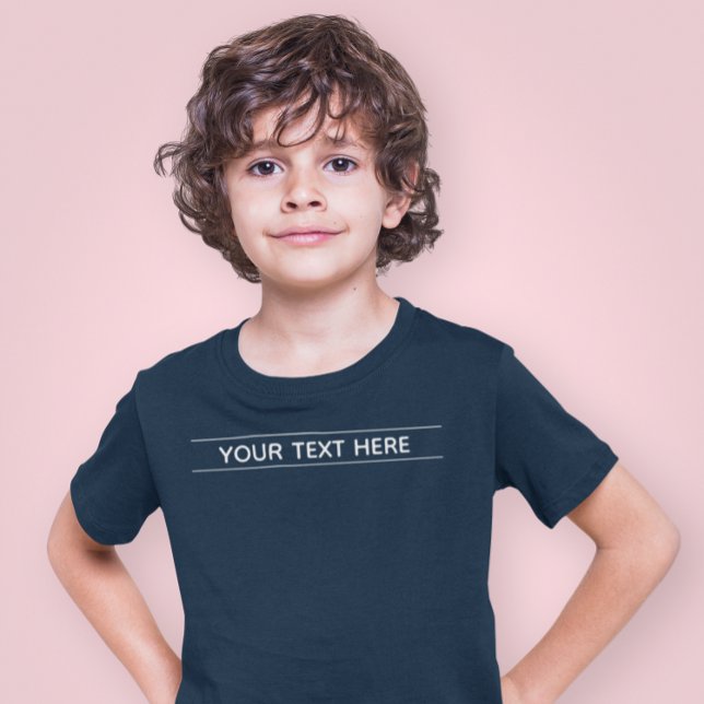 Anpassningsbar Basic Mörk Navy Blue Add Your Text  T Shirt (Custom Basic Dark Navy Blue Add Your Text Kid Boy T-Shirt)