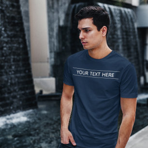 Anpassningsbar Basic Mörk Navy Blue Add your Text T Shirt