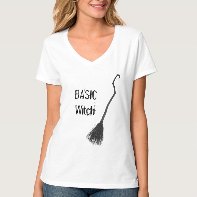 Anpassningsbar BASIC WITCH Broom Cute Funny Women  T Shirt (Framsida)