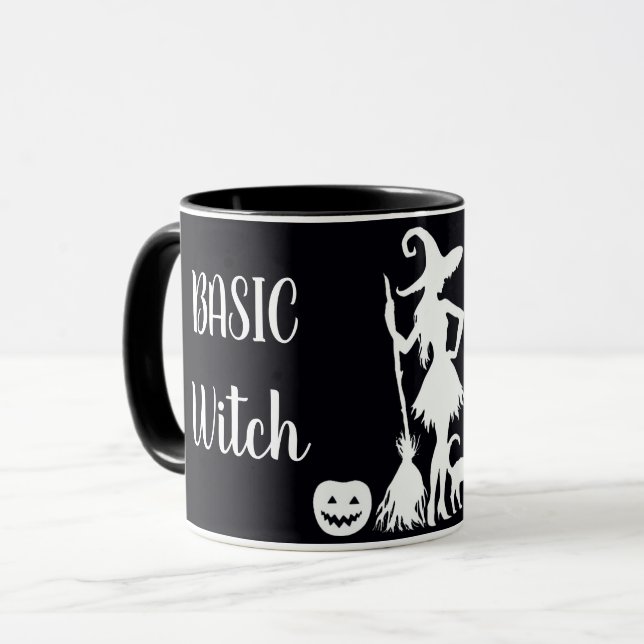 Anpassningsbar BASIC WITCH w Cat Funny Gift Coola  Mugg (Framsida vänster)
