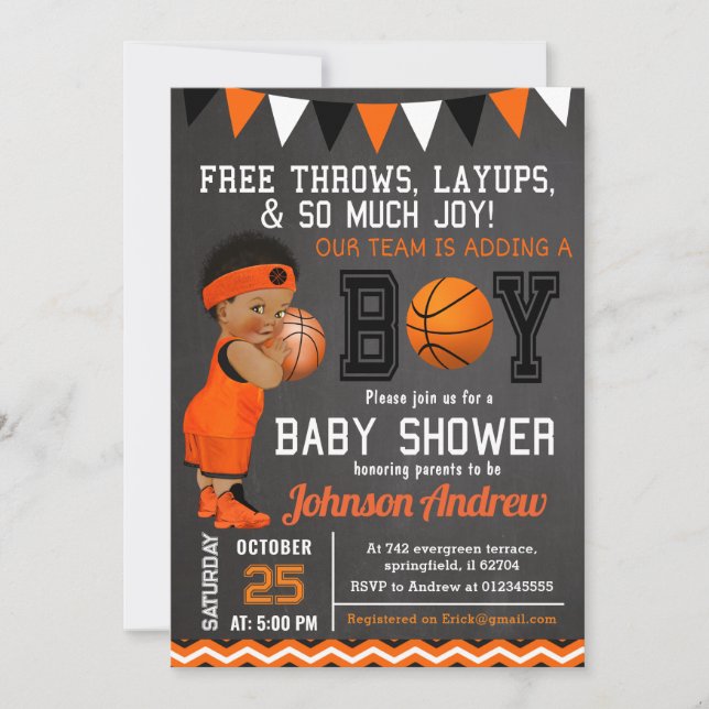 Anpassningsbar Basketball Baby Shower Inbjudningar (Framsida)