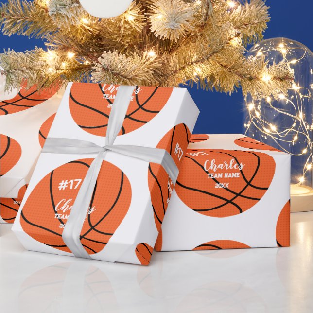 Anpassningsbar Basketball Gift Wrap med Namn och n Presentpapper (Helgdagar)