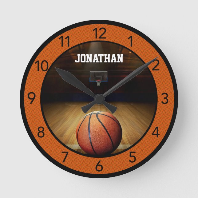 Anpassningsbar Basketball Large Clock Rund Klocka (Framsida)