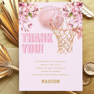 Anpassningsbar Basketball Luxury Girl Birthday Tack Kort