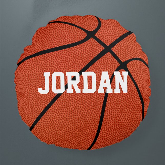Anpassningsbar Basketball Round Dekorativ kudde (Basketball round throw pillow with custom text)