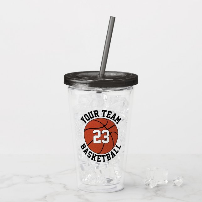 Anpassningsbar Basketball Team Namn & Player Numbe Take Away Mugg (Baksida Ice)