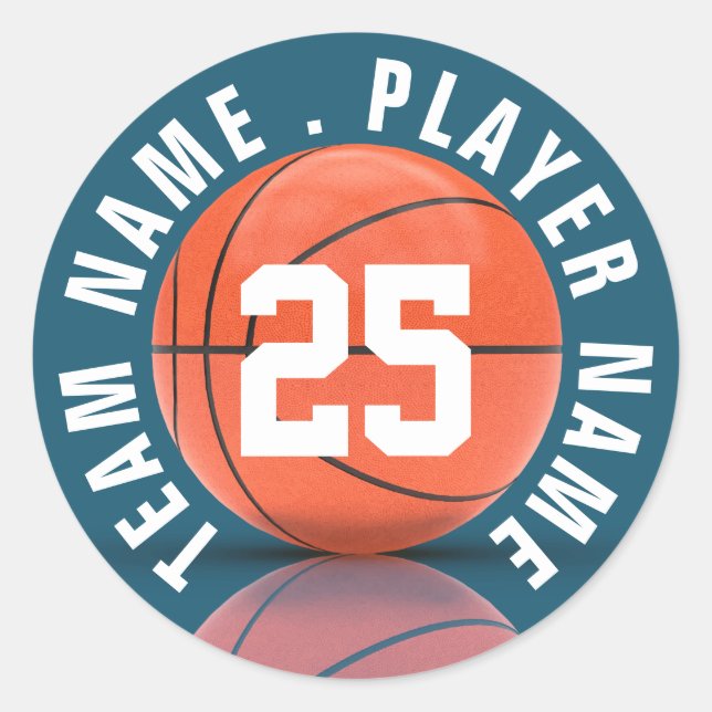 Anpassningsbar Basketball Team Runt Klistermärke (Framsida)