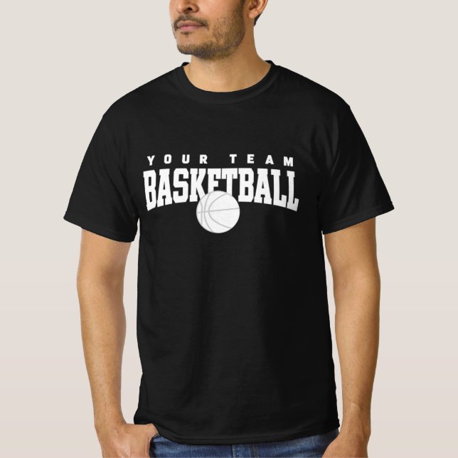 Anpassningsbar Basketball Team Shirt med fet vit t (Framsida)