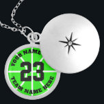 Anpassningsbar basketbollspelare namn berlockhalsband<br><div class="desc">Anpassningsbar basketbollspelare,  namn runda locket . Personligens sportgåva till basketspelare,  fläkt och tränare. Neon grönt eller anpassningsbar bakgrund färg. Sporty presenter för flicka,  syster,  dotter,  barndotter,  mamma,  vän,  lagkamrat osv.</div>