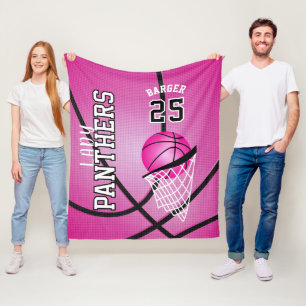 Anpassningsbar - Basketbollsportdesign - Rosa Fleecefilt