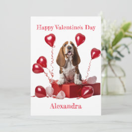 Anpassningsbar Basset Hound Heart Shape Balloon Va Julkort