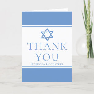 Anpassningsbar Bat mitzvah Light Blue Star of Davi Tack Kort