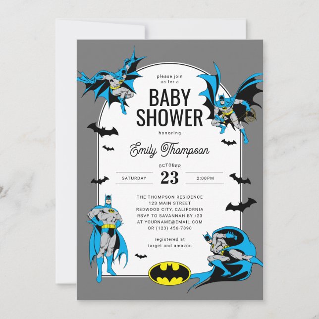 Anpassningsbar Batman Baby Shower Inbjudningar (Framsida)