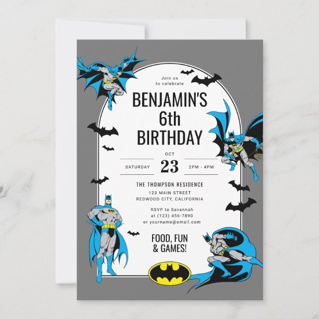 Anpassningsbar Batman Boy's Birthday Inbjudningar (Framsida)
