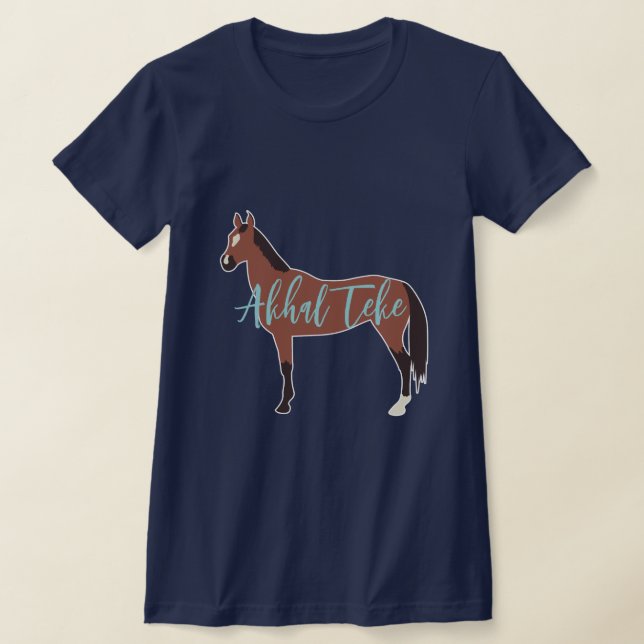 Anpassningsbar Bay Akhal Teke Horse Silhouette T Shirt (Laydown)