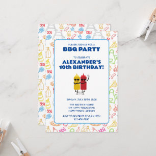 ANPASSNINGSBAR BBQ FÖDELSEDAGSFEST INBJUDNINGAR