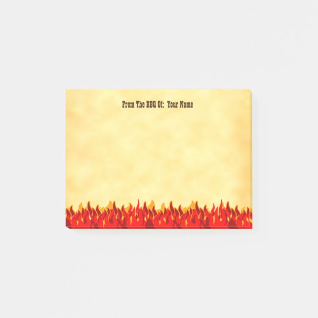 Anpassningsbar BBQ Red Flames Westernare Brev Post Post-it Block (Framsida)