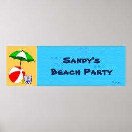 Anpassningsbar Beach Boll Bassäng Paraplla Party P Poster