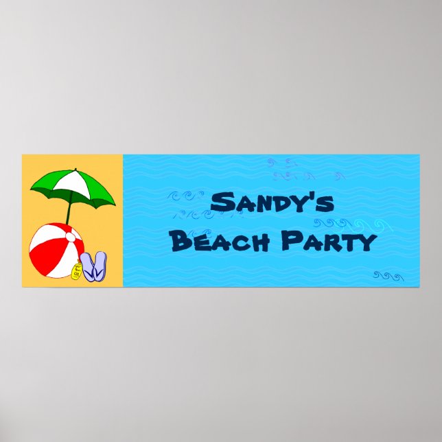 Anpassningsbar Beach Boll Bassäng Paraplla Party P Poster (Framsidan)