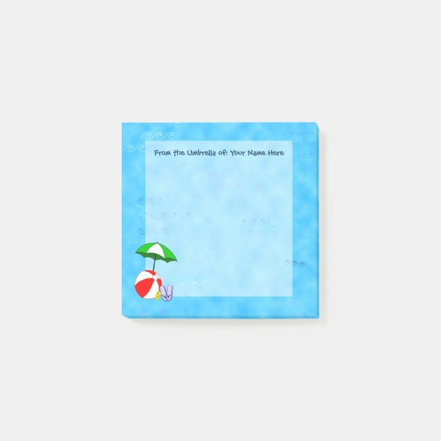 Anpassningsbar Beach Boll och Bassäng Paraplypost Post-it Block (Framsida)