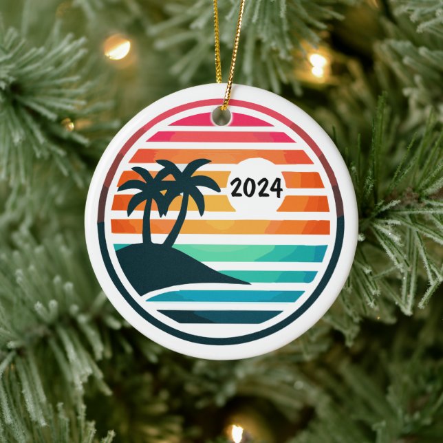Anpassningsbar Beach Family Vacacation eller Reuni Julgransprydnad Keramik (Träd)