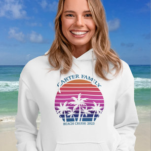 Anpassningsbar Beach Handflatan Träd Sunset Family Hoodie