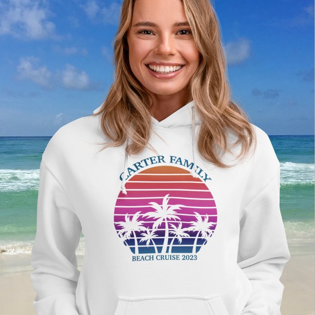 Anpassningsbar Beach Handflatan Träd Sunset Family Hoodie (Skapare uppladdad)
