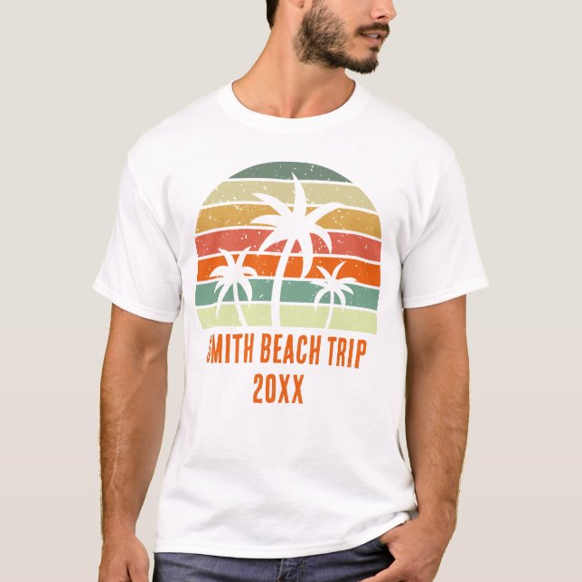 Anpassningsbar Beach Handflatan Träd Vacation Resa T Shirt (Framsida)