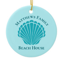 Anpassningsbar Beach House Aqua Seashell Monogram 