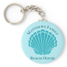 Anpassningsbar Beach House Aqua Seashell Monogram 
