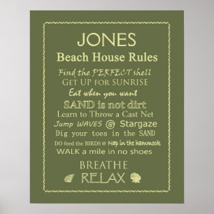 Anpassningsbar Beach House Regler Poster