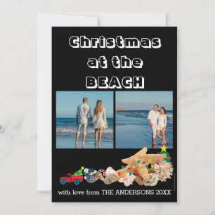 Anpassningsbar Beach 🎄 jul Seashells Collage Julkort
