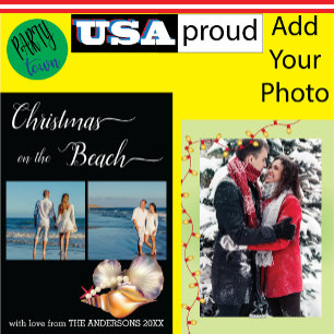 Anpassningsbar Beach 🎄 jul Seashells Collage Julkort