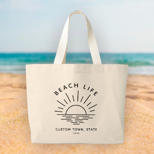 Anpassningsbar Beach Life Sunset Minimalist Modern Jumbo Tygkasse