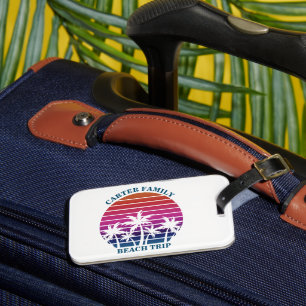 Anpassningsbar Beach Resa Rosa Sunset Handflatan T Bagagebricka